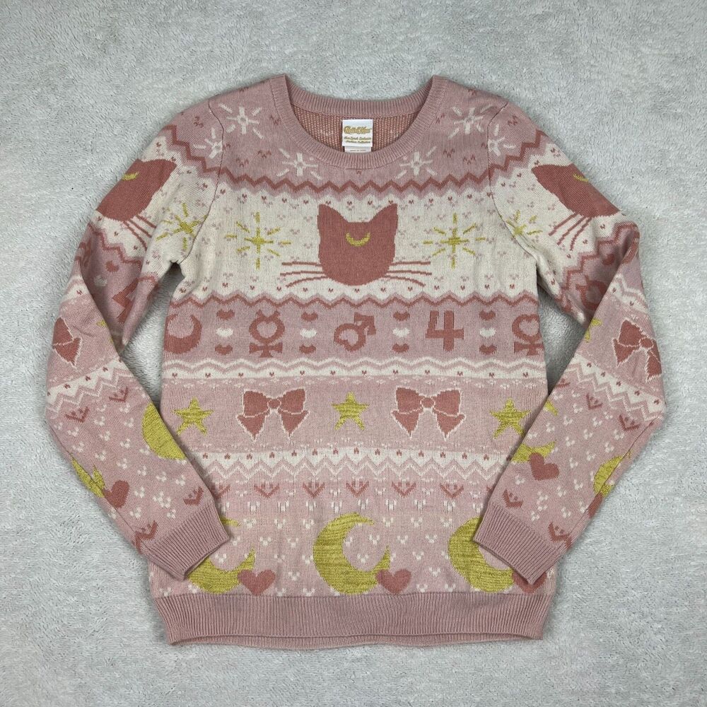 Sailor Moon Luna & Sailor Guardian Symbols Women's Holiday Sweater Sm BoxLunch